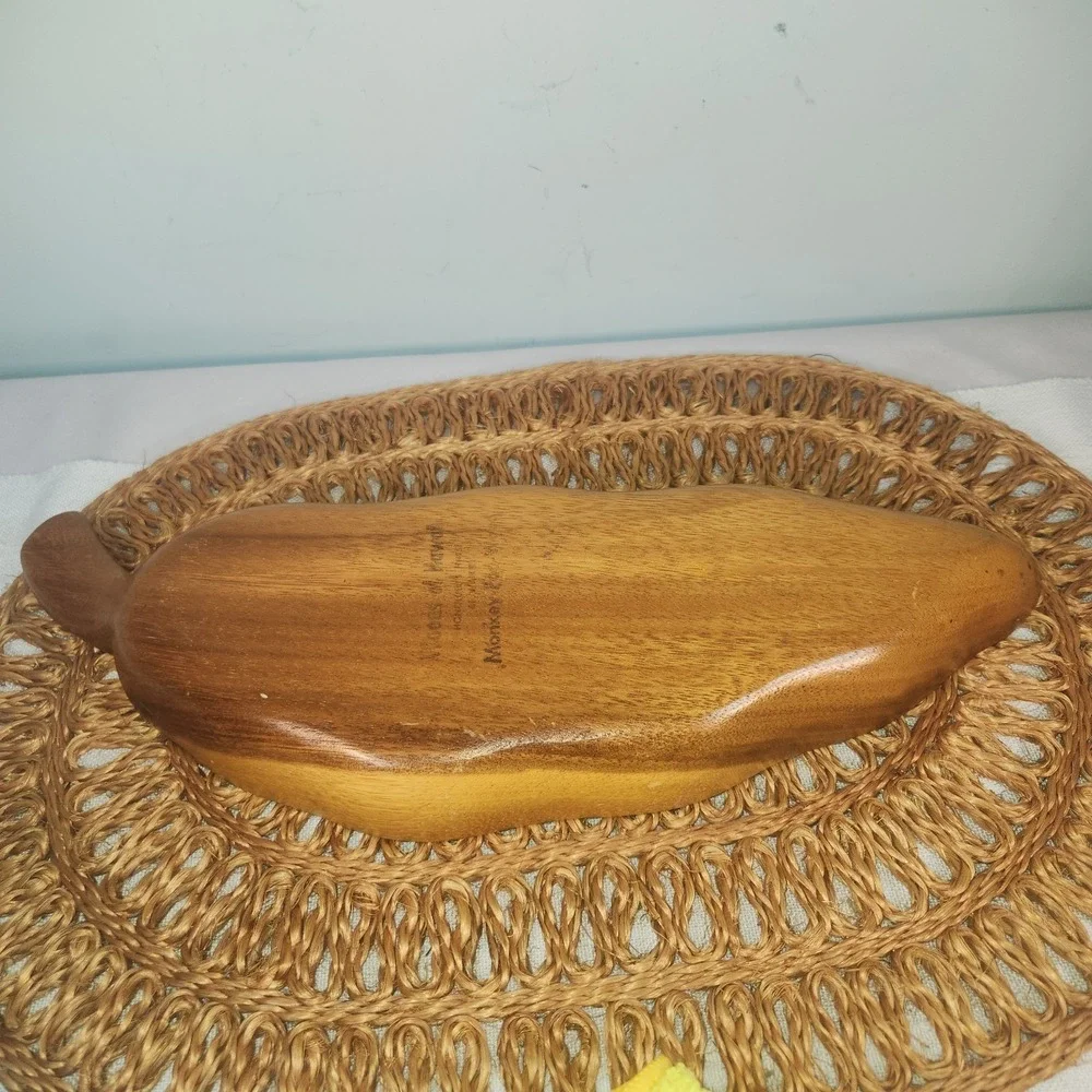Lot of 2 Vintage Wooden Serving Trays | Leaf Shape Divided Snack Trays MCM